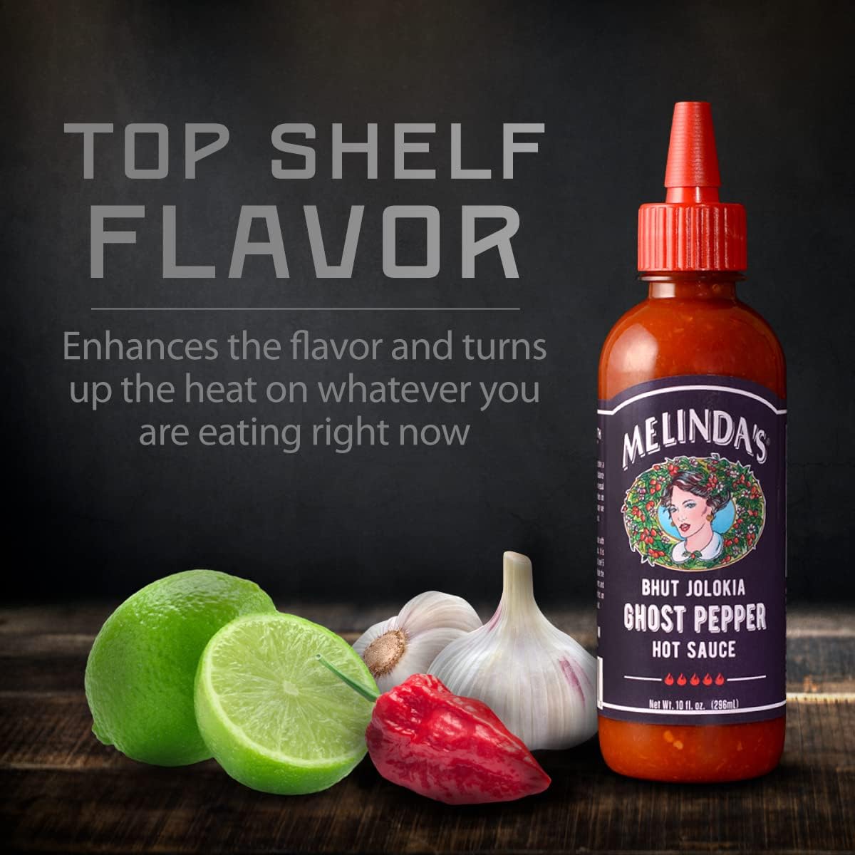Melinda's Ghost Pepper Hot Sauce - Spicy Gourmet Birthday Gift for Her, Spicy Food Lovers and Heat Seekers, 10oz Squeeze Bottle