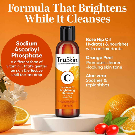 TruSkin Vitamin C Facial Cleanser – Premium Brightening Wash with Rosehip Oil & MSM
