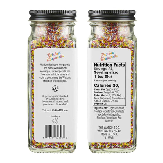 Watkins Gourmet Rainbow Nonpareils Sprinkles – Thoughtful Gift Jar for Home Bakers Hosting Holiday and Passover Dessert Tables