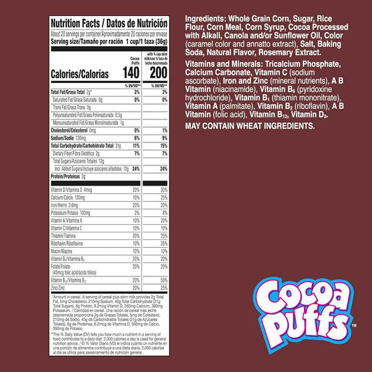 Cocoa Puffs Cereal for Self Care Breakfast Rituals – No High Fructose Corn Syrup Option, 25.8 oz Giant