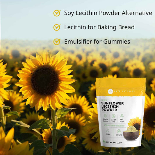 Kate Naturals Sunflower Lecithin Powder – Wellness Pantry Staple for Hormone Balance and Smooth Gummy Recipes
