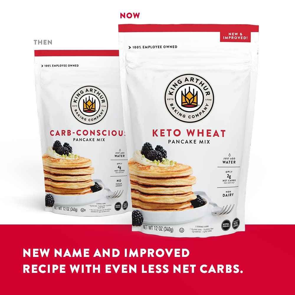 King Arthur Keto Wheat Pancake Mix - Mindful Low-Carb Breakfast for Wellness Routines, Just-Add-Water Protein Pancakes