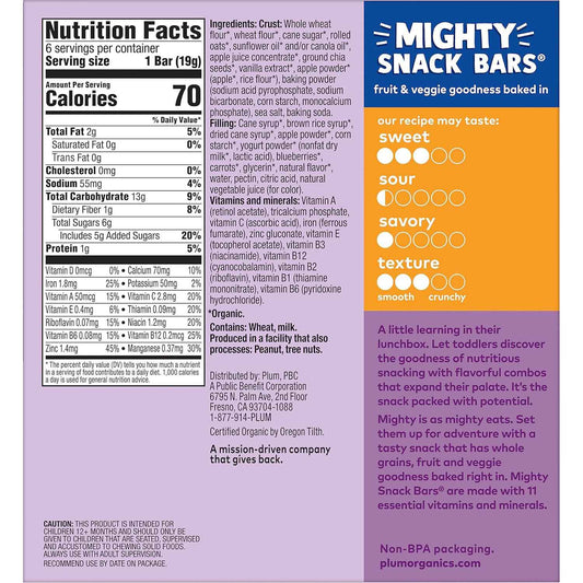 Plum Organics Mighty Snack Bars - Daycare Lunchbox Snack for Toddlers 12+ Months