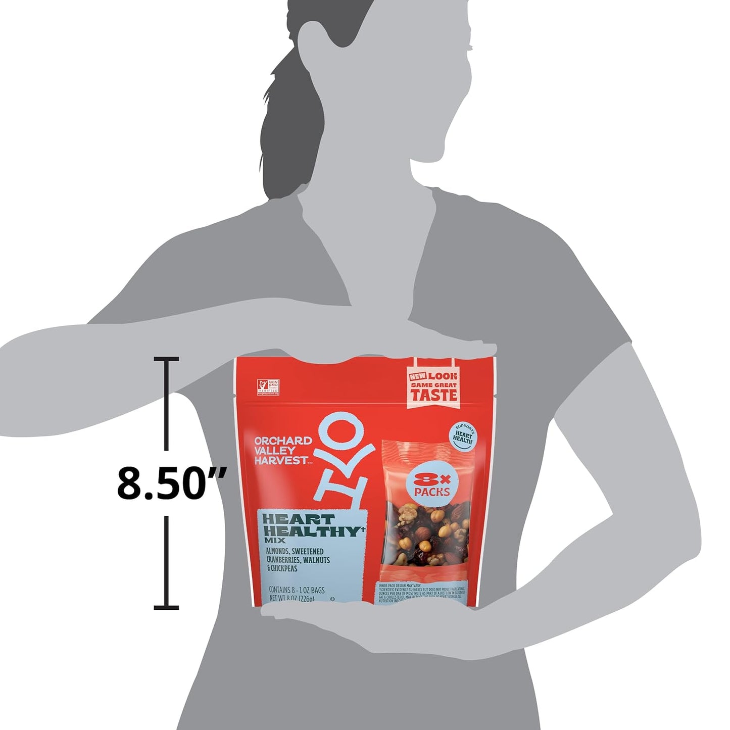Orchard Valley Harvest Heart Healthy Blend, 1 Ounce Bags (Pack of 8) — Desk Drawer Snack for Back-to-Back Meetings and Short Lunch Breaks