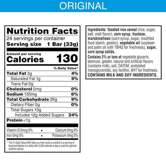 Rice Krispies Treats Homestyle Marshmallow Snack Bars Portable Snacks for Car Rides and Road Trips, Individually Wrapped 24 Count