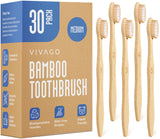 VIVAGO Compostable Wooden Toothbrush – Portable Sustainable Dental Care for Hotel Bathroom and Camping Trips, 10 Pack