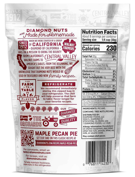 Diamond of California Chopped Pecans – Pre-Chopped Nut for DIY Trail Mix and Cooler Snacks, Portable Pantry Item for Car Camping