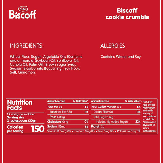 Lotus Biscoff Crumble - Caramelized Cookie Crumble for Mindful Home Baking and Self-Care Dessert Rituals, 1.65 lb Bag
