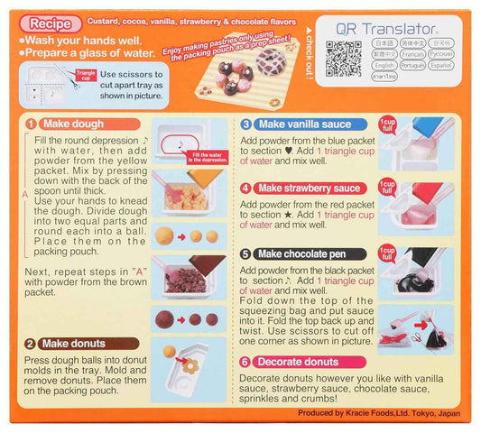Kracie Popin' Cookin' DIY Candy Donut Kit – No-Bake Cooking Activity for Kids Ages 5-12, Rainy Day Playroom Fun