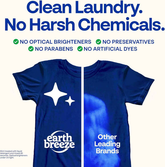 Earth Breeze Laundry Detergent Sheets Spring Blossoms - 60 Loads Microplastic-Free Detergent for Kids' Playroom Towels and Washable Blankets
