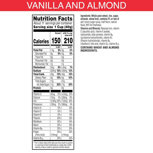Kellogg's Special K Vanilla Almond Cereal for Home Wellness Routines, Fiber-Rich Heart-Conscious Breakfast