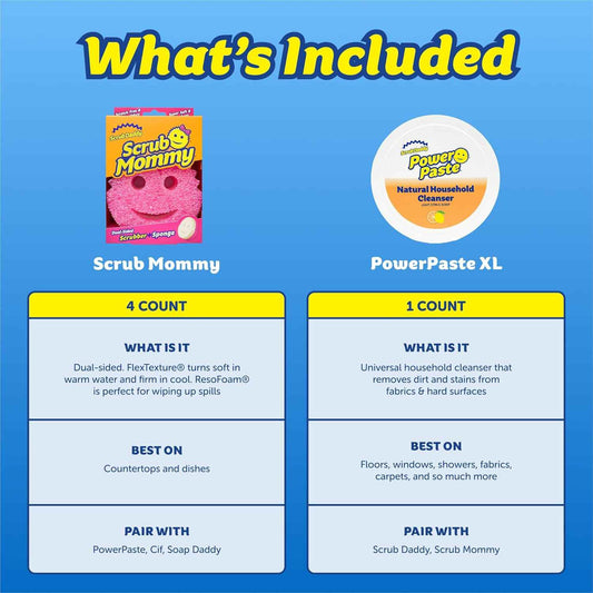 Scrub Daddy Cleaning Bundle – Fast, Efficient Sponges & PowerPaste XL for Busy Households