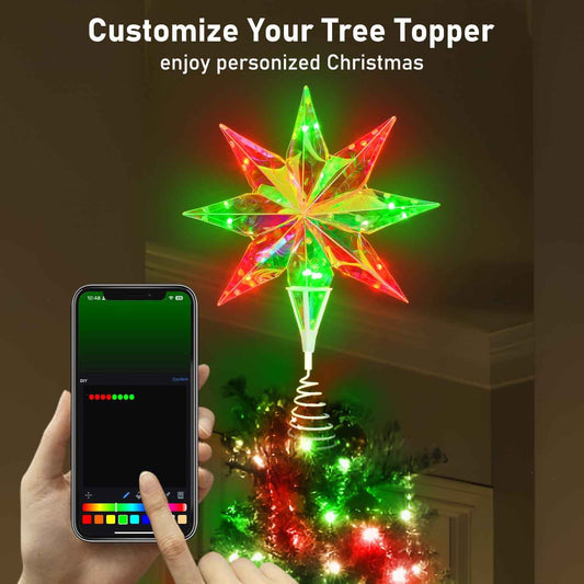 LumaGlow Holographic Star Topper – Thoughtful Christmas Gift for Mom, Smart App-Controlled Holiday Decor