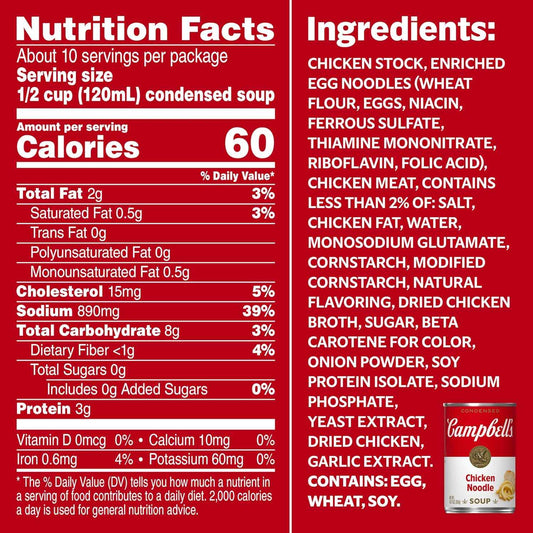 Campbell's Condensed Chicken Noodle Soup, 10.75 oz Can – Quick Study Break Fuel for College Dorm Fridges