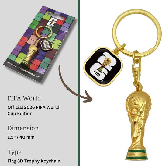 FIFA World Cup 2026 Trophy Keychain – Birthday Gift for Soccer Fan, National Team Colors