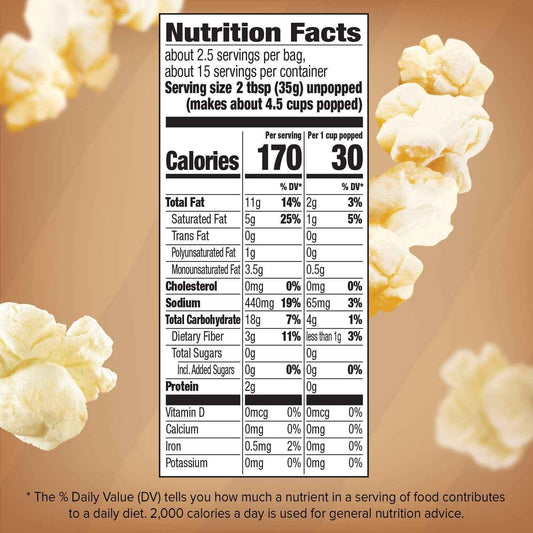 Orville Redenbacher's Naturals Simply Salted Microwave Popcorn – Clean-Label Whole Grain Snack for Home Office Mindful Breaks, 6-Count