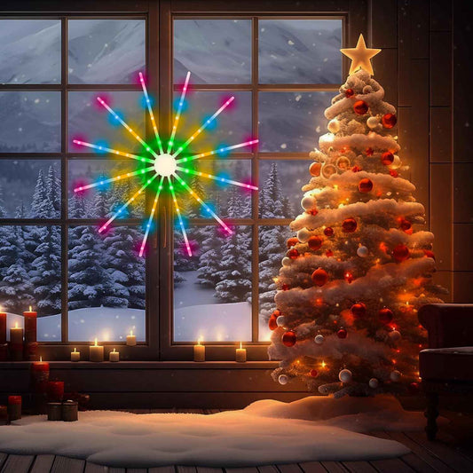 Hausparkle RGB Color Changing Snowflake Window Lights – 24" Pre-Lit Wall Decor for Cozy Living Room Ambiance, USB Powered