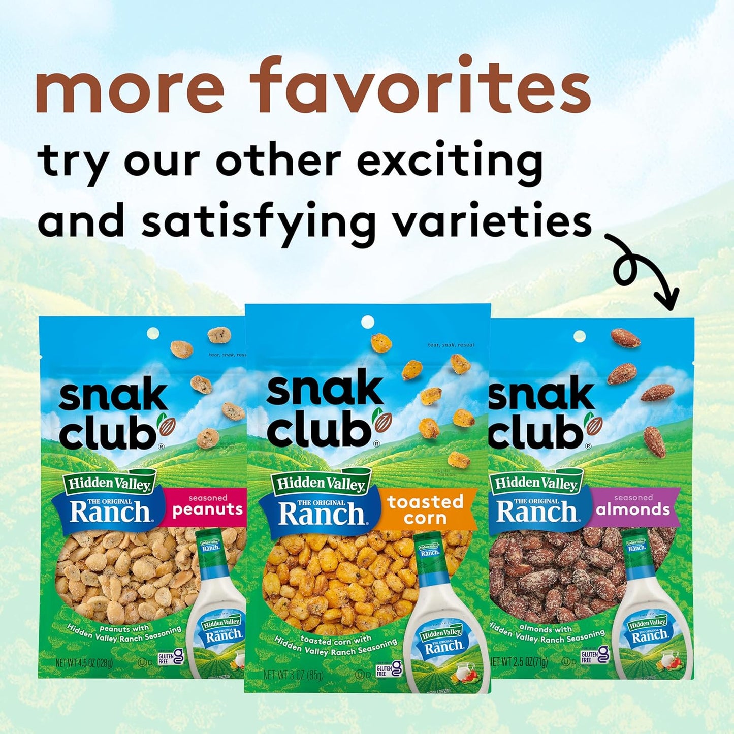 Snak Club Ranch Crunch Mix – Portable Savory Snack for Camping, Picnics, and Tailgate Spreads, 8 oz Resealable Pouch