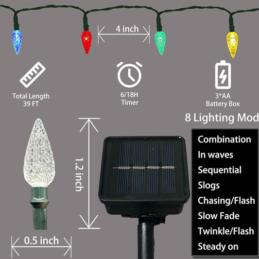 Anycosy C3 Strawberry Solar String Lights 100 LED – Crystal-Clear Cozy Living Room Christmas Lights with 8 Modes and Warm Ambiance
