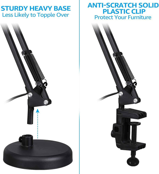 TORCHSTAR Metal Desk Lamp with Clamp – Simple Swing Arm Light for Uncluttered Workstations and Small Spaces