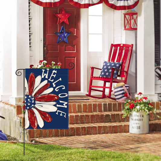 AVOIN colorlife Patriotic Daisy Garden Flag 12x18 Inch Double Sided Outside, Weather Resistant Yard Decoration for Patio and Porch Flagpole