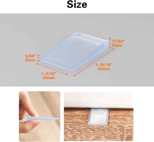 8 Pcs Clear Shims – Barely-There Furniture Leveler for Clutter-Free Minimalist Bedrooms