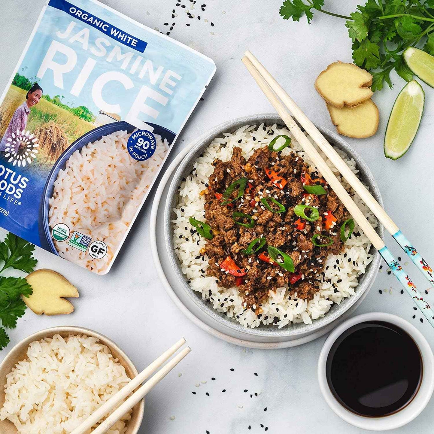 Lotus Foods Organic White Jasmine Rice 8 oz – One-Ingredient Pantry Essential for Minimalist Kitchens