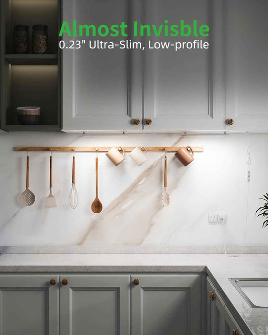 BRIGHTWILL Ultra-Thin 0.27 inch LED Cabinet Light – Clean Plug-in Bar for Clutter-Free Minimalist Kitchens
