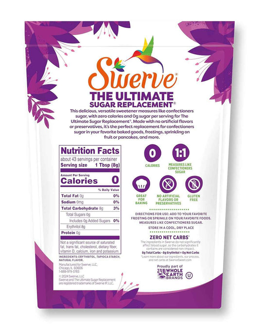 Swerve Sweetener Powder, Confectioners – Family-Safe Sweetener for Birthday Cake Prep