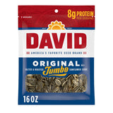 DAVID Jumbo Sunflower Seeds Original 16 oz – 2g Fiber Roasted Snack for Balanced Lifestyle and Gym Bag Fuel