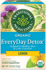 Traditional Medicinals Organic Everyday Detox Lemon Tea – Clean Pantry Staple for a Less-Is-More Kitchen, 16 Bags