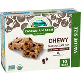 Cascadian Farm Organic Dark Chocolate Chip Granola Bars – Healthy After-School Snack for Kids Lunch Boxes, 12.3 oz Box