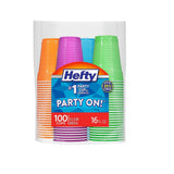 Hefty Party On Red White and Blue Cups – Coordinated Holiday Centerpiece Drinkware for Themed Dinner Parties, 16 and 18 oz