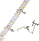 LuminEdge LED Strip Mounting Clips – Home Office Task Lighting Under-Shelf Holders, 100-Pack Clear Brackets