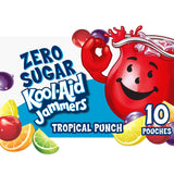 Kool-Aid Jammers Tropical Punch Zero Sugar Pouches, 10 ct Box, Lunchbox Drink for School-Age Kids