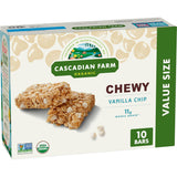 Cascadian Farm Organic Vanilla Chip Chewy Granola Bars – Safe After-School Snack for Children with Allergies, 10ct Box