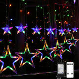 Blingstar Star Curtain Lights 138 LED 12 Star 30V UL Certified Low Voltage Flameless Christmas Lights 8.2 Ft for Safe Indoor Use Around Kids and Pets