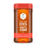 Nate's Raw & Unfiltered Honey with Comb – 16oz Gourmet Hostess Gift for Housewarmings, Holiday Exchanges, and Foodie Friends