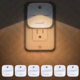 EverBrite LED Night Light – Automatic Dusk-to-Dawn Sensor, Flameless Plug-in Wall Light for Stairs and Bathroom, 6 Pack