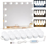 LuminGlow Premium Vanity Light Set – High End Hollywood Style Makeup Lighting, 14 LED Bulbs with PC Lampshade Finish