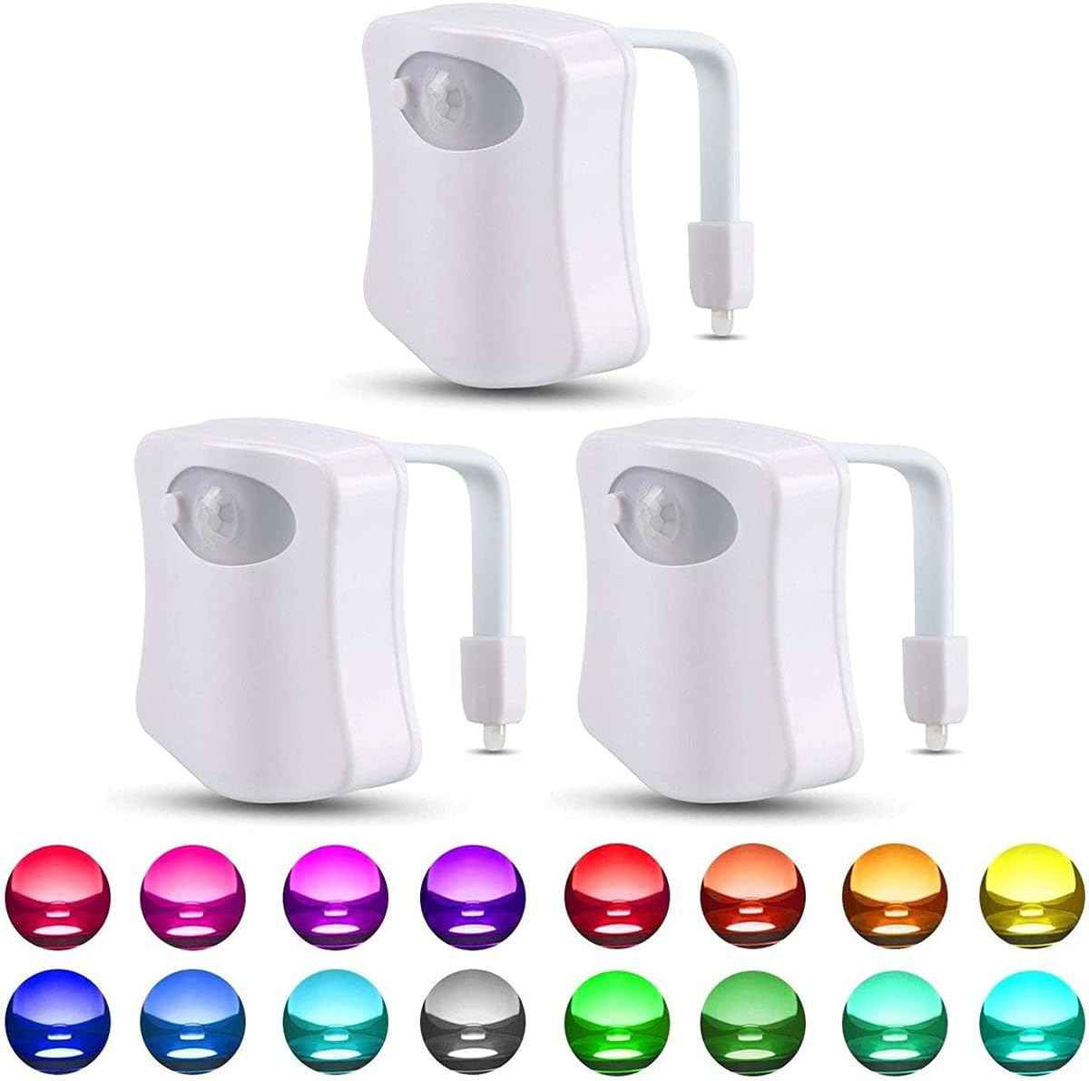 GlowNGo Motion Sensor Toilet Light – Funny Birthday Gift for Men and Dad, Novelty 16 Color Bathroom Night Light