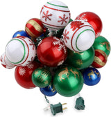 MerryMuse Single-Strand Ornament Lights 28ft, Clean Minimalist Christmas Decor with Subtle Star Pattern Bulbs