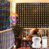 Echosari 300 LED Outdoor Curtain Lights – Weatherproof Holiday Lighting for Porch, Yard and Pergola, Timer Included