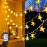 Twinkle Star 30V Low-Voltage Star String Lights – UL 588 Certified Flameless Fairy Lights Safe Around Kids, Pets, and Sleep
