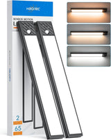 HIBOITEC Slim Motion Bar Light – Minimalist Under-Cabinet Lighting, Brushed Aluminum Rechargeable LED 2-Pack