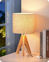 EDISHINE Small Wooden Nightstand Lamp – Tip-Resistant Baby Light for Nursery and Playroom