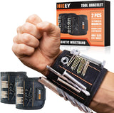 HIEEY 2 Pieces Magnetic Wristband for Holding Screws and Nails – Drop-Free Repair Band for Overhead Work, Reduces Reaching Into Tight Risky Spaces