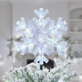 Brightown Snowflake Tree Topper with Lights – UL-Certified Flameless Holiday Decor, Cool White Bulbs with Backup Fuse for Indoor Safety