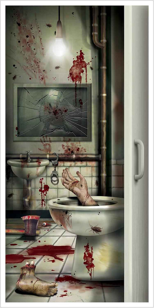 Beistle Skeleton Restroom Door Cover Party Accessory for Spooky Bedroom Accent Wall Decoration