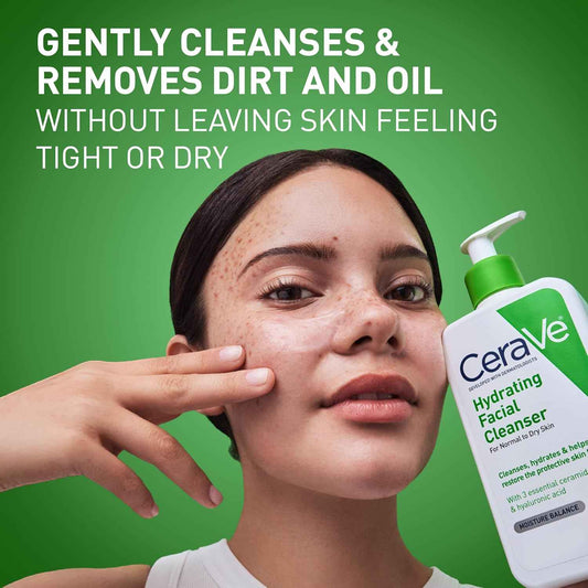 CeraVe Hydrating Facial Cleanser – NEA Certified Safe Choice for Sensitive, Eczema-Prone Skin